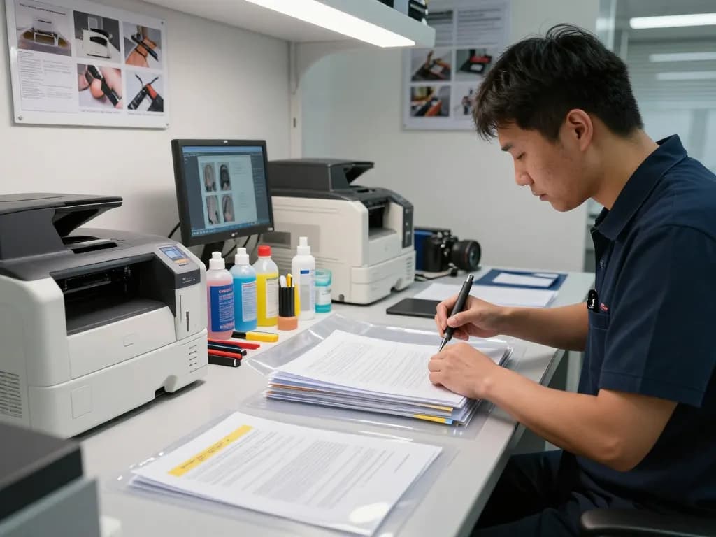 bóc giấy ép plastic carefully restored by technician in modern workspace