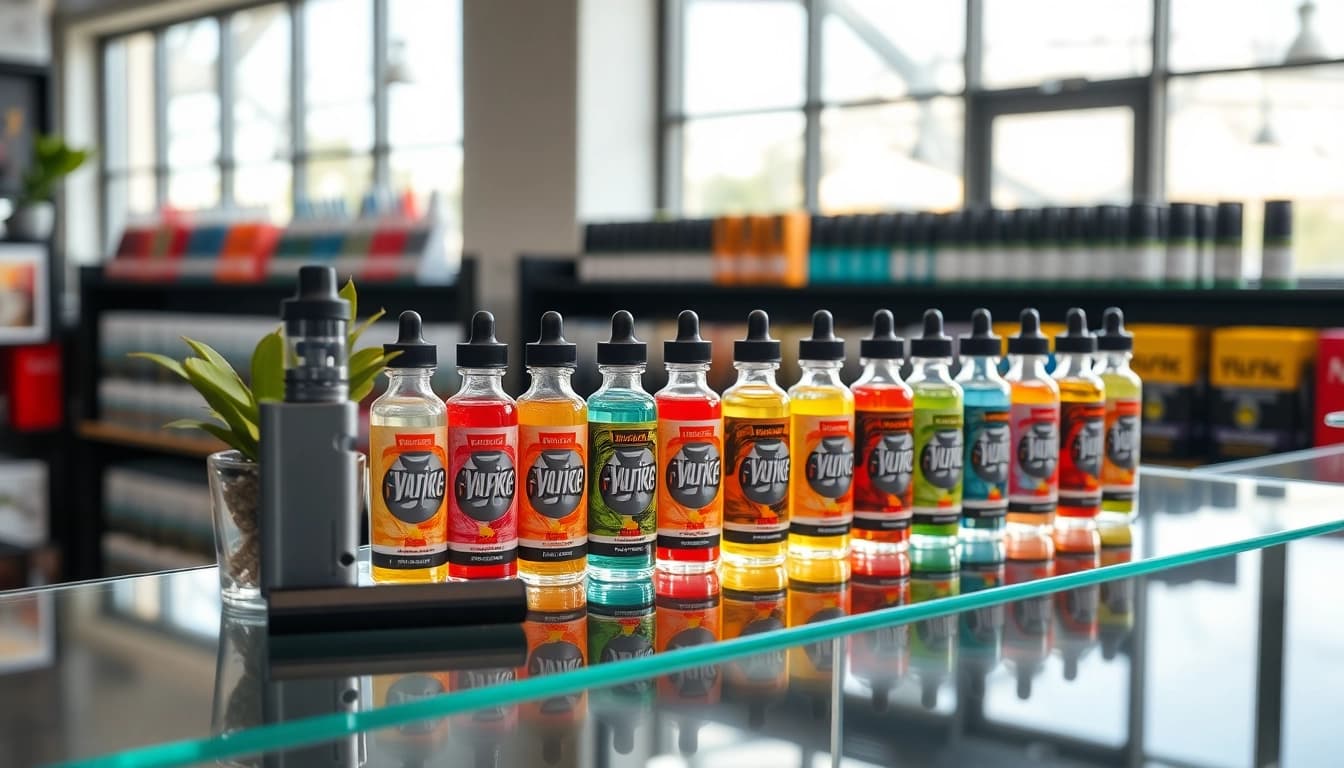 Showcasing vibrant vape juice depot products displayed elegantly on a stylish shelf.