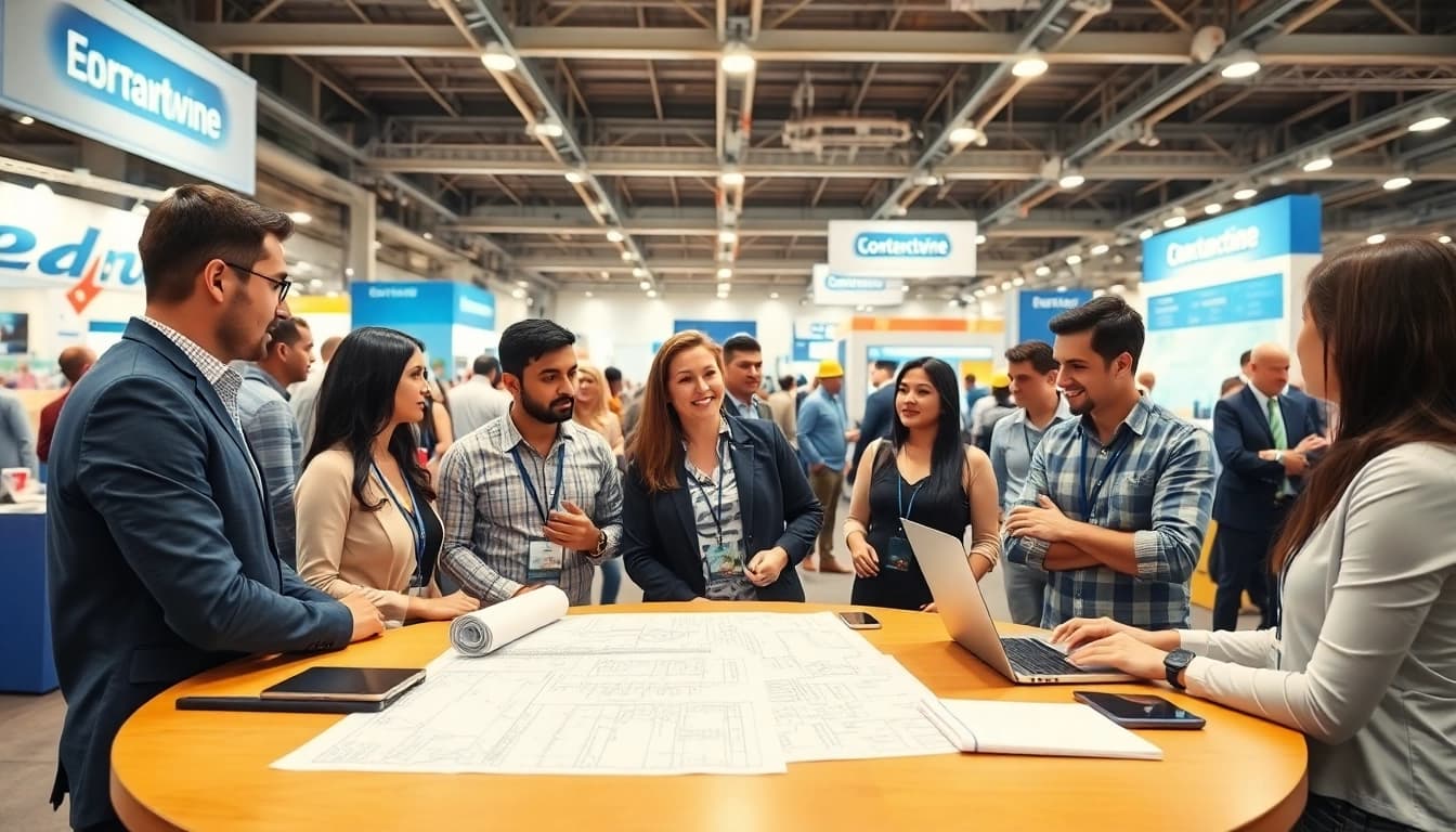 Engaging construction networking events with professionals discussing projects and opportunities.