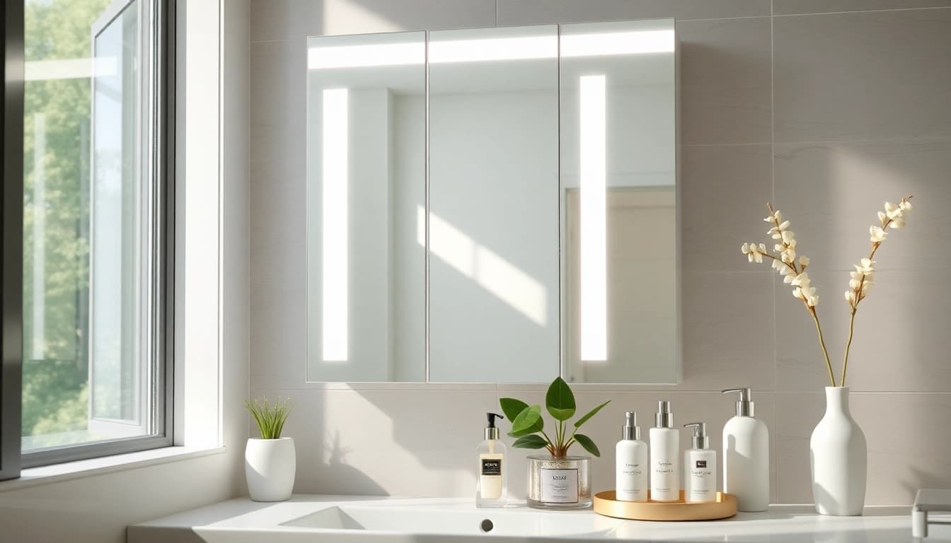 Enhance your space with a mirrored bathroom cabinet with light for modern elegance and functionality.