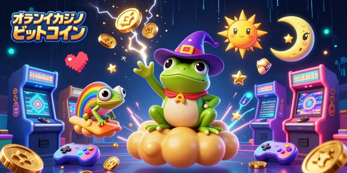 オンラインカジノ ビットコインで遊ぶ様子を描いた幻想的なイラスト。