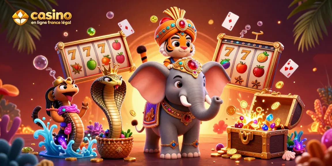 Visuels attractifs de casino en ligne légal en France avec une ambiance dynamique et interactive.
