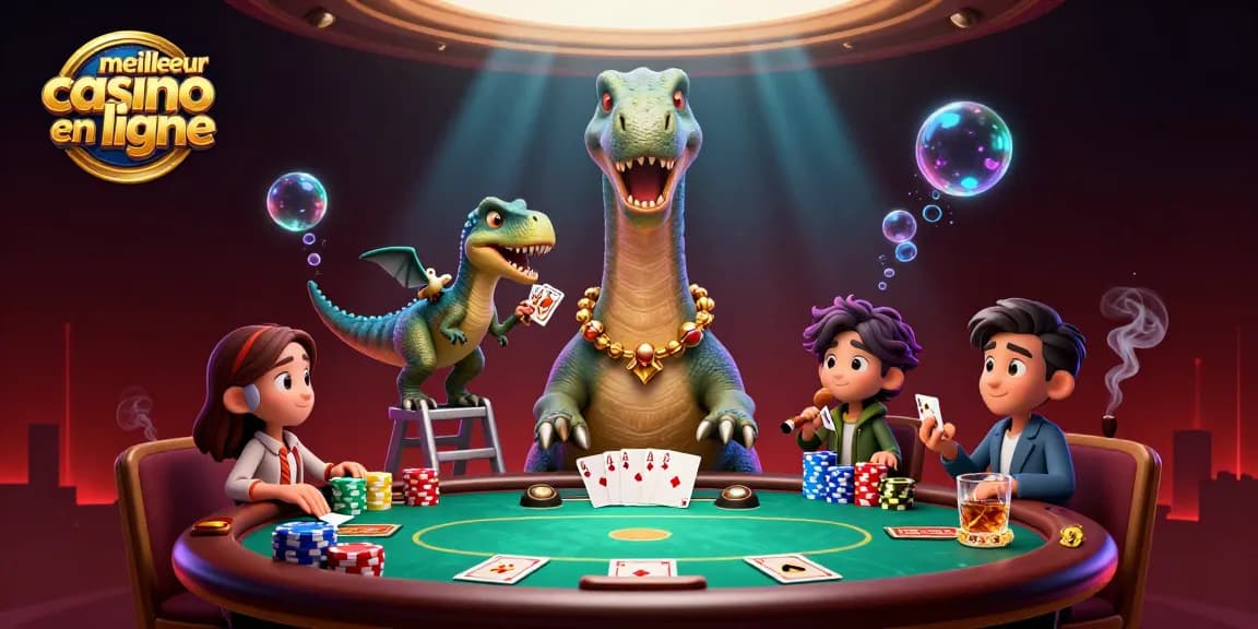 Jouez au meilleur casino en ligne avec des cartes, des jetons et des effets lumineux colorés.