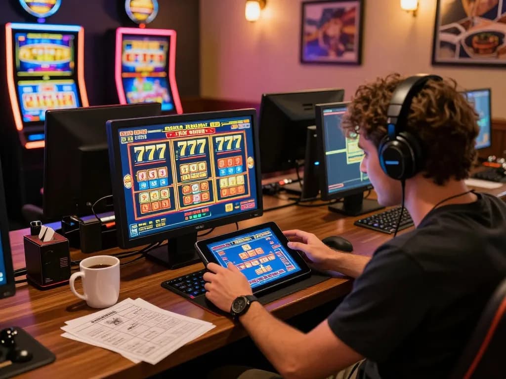 Playing slot777 game on tablet reveals colorful graphics and exciting wins in cozy gaming setup.