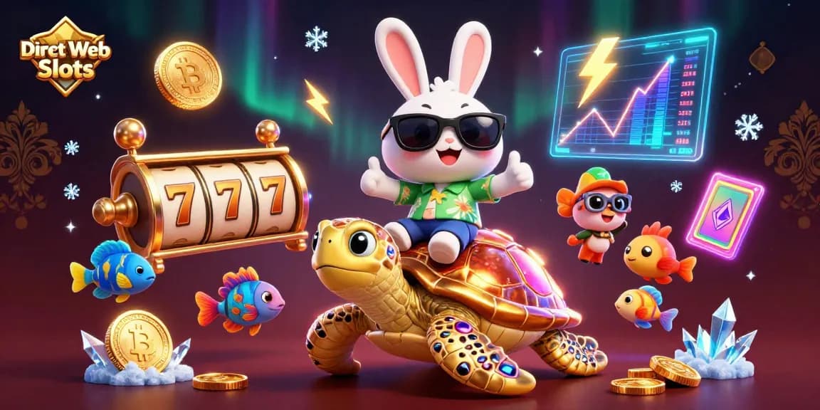 Experience the excitement of Direct Web Slots with an animated 3D lucky rabbit and a golden turtle.