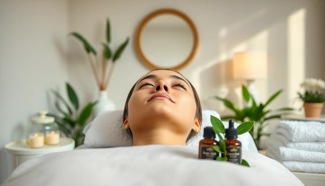 Indulge in a facial at a top-rated facial spa near Austin Street Queens, featuring calming decor.