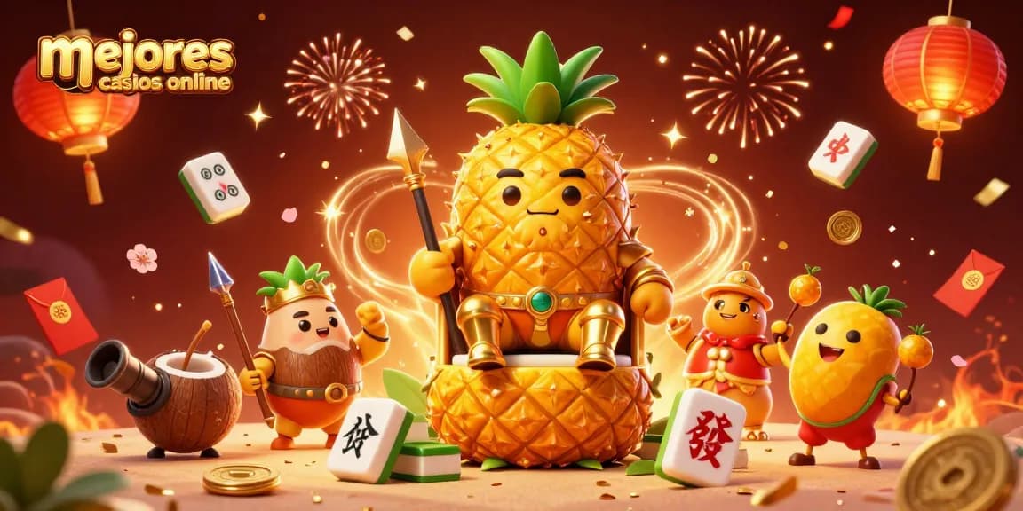 Los mejores casinos online presentan una ilustración vibrante con personajes de casino, símbolos de juego y efectos festivos.