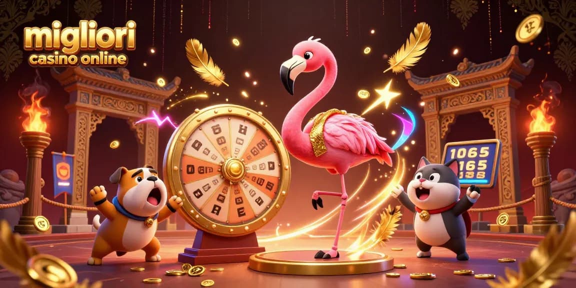 Scopri i migliori casino online con una vivace illustrazione di un gioco interattivo che mostra premi e divertimento