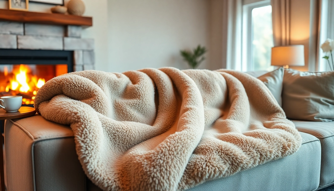 Fleece dekens die de woonkamer verwarmen en comfort bieden.