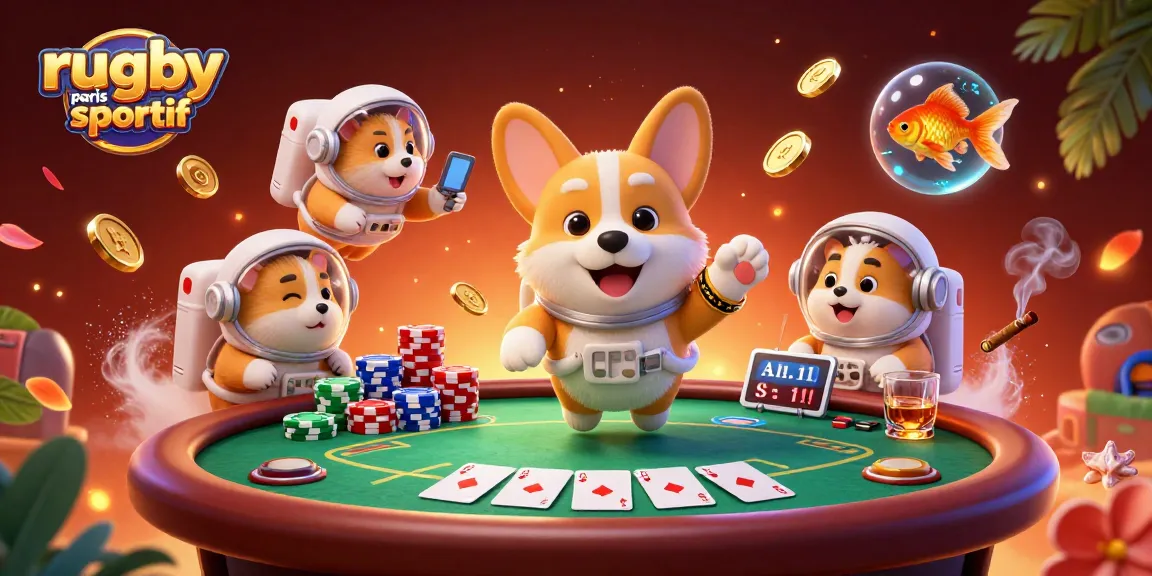 Pariez sur le rugby paris sportif avec une illustration captivante d'astronautes et d'éléments de casino.