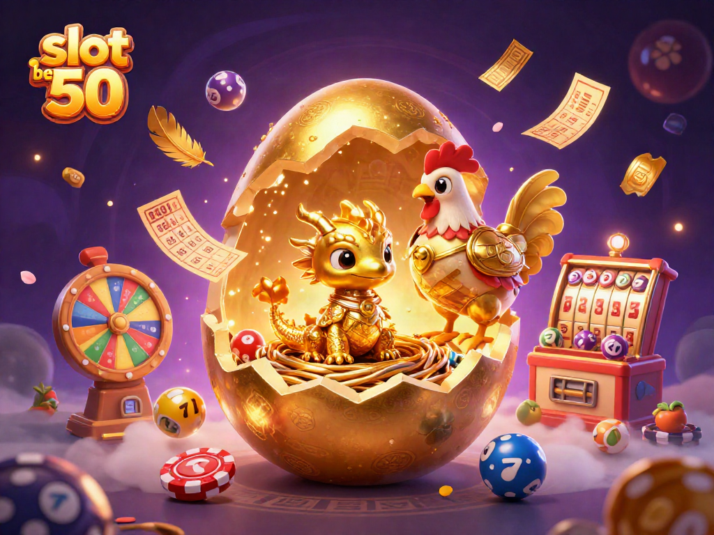 Experience the thrill of slot bet 50 with this vibrant 3D casino scene featuring a golden dragon and dynamic elements.