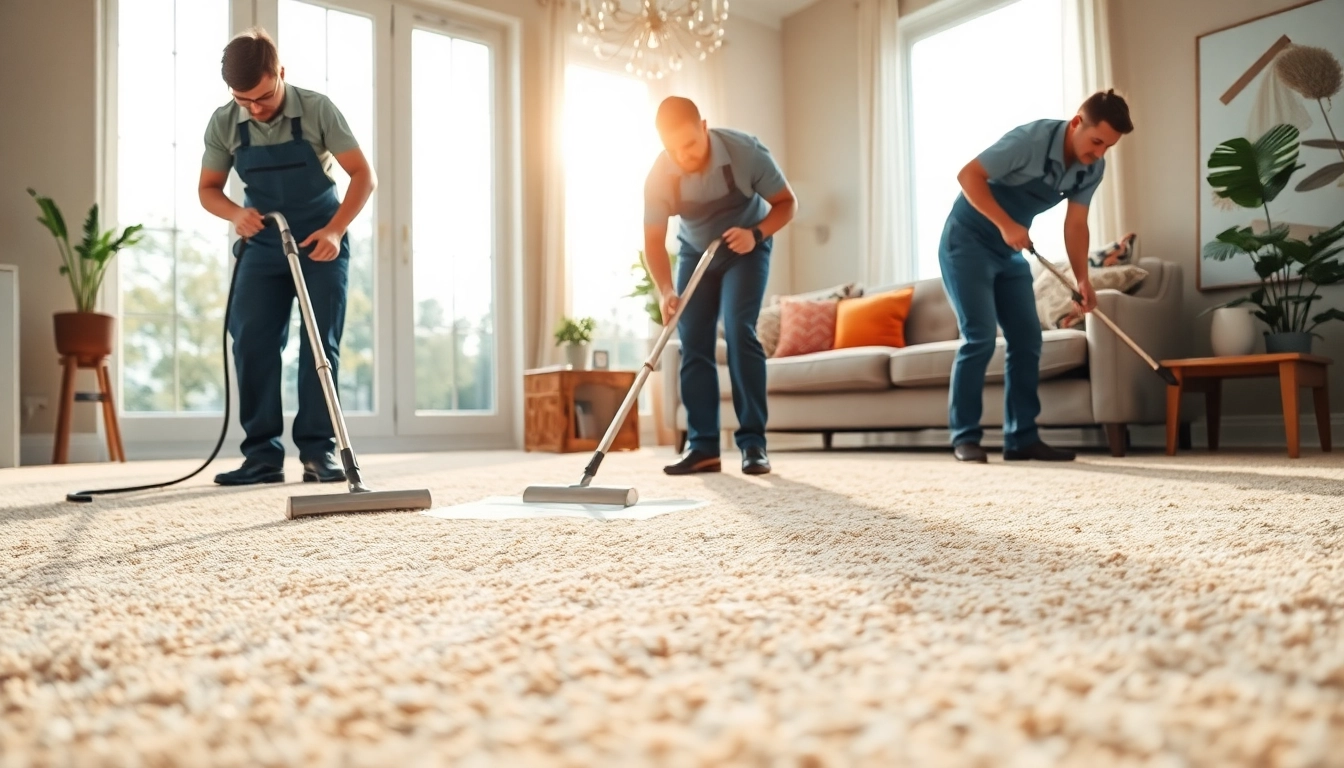 Find the best carpet cleaners near me expertly cleaning a luxurious carpet in a bright living room.