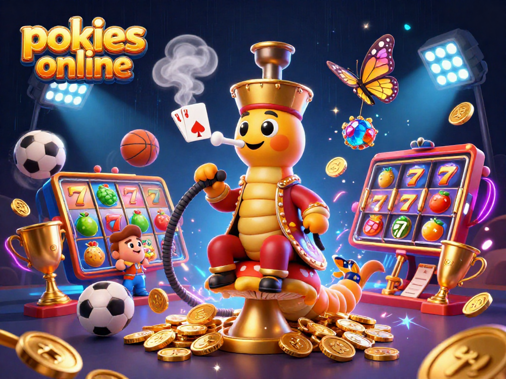 Experience pokies online in an exciting illustration with vibrant characters and elements!
