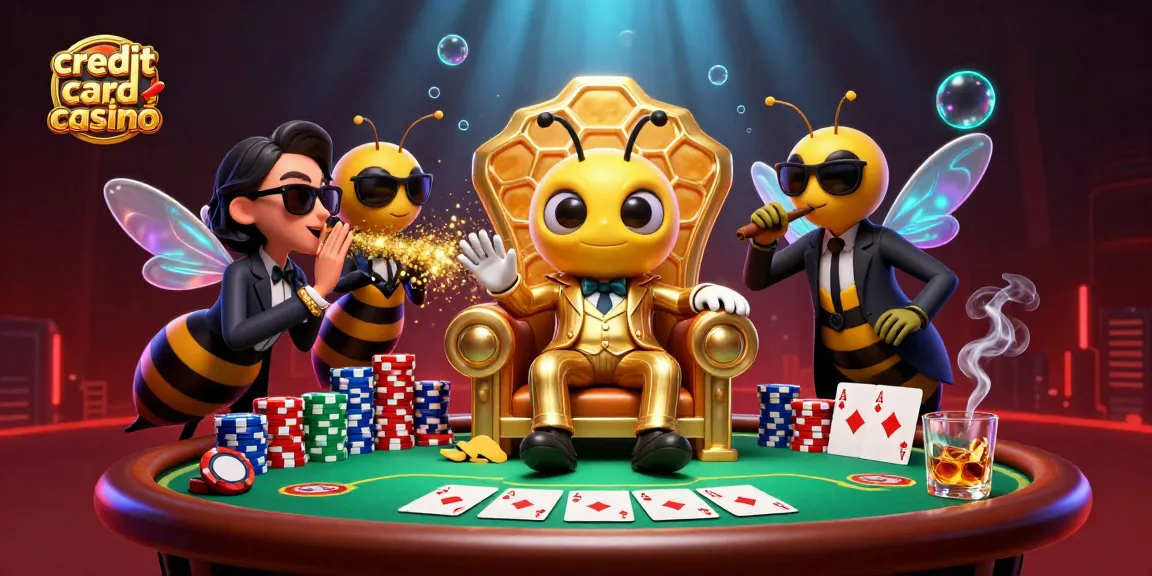 Engage in the thrilling action at a credit card casino with vibrant characters and poker elements.