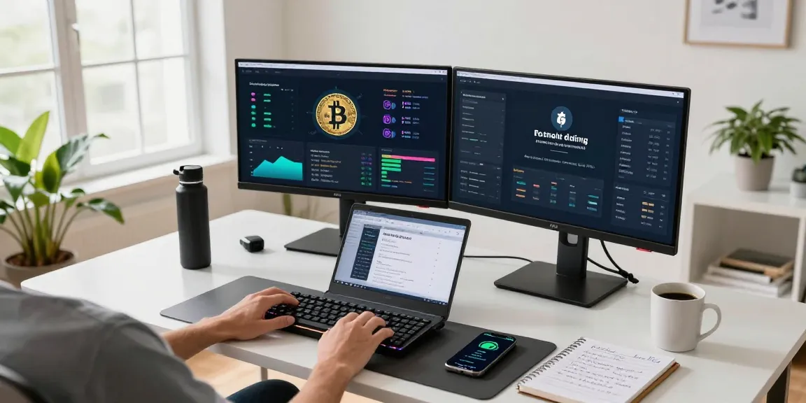 sustainable bitcoin mining in a modern crypto trading setup with renewable energy data visuals and DeFi platform integration