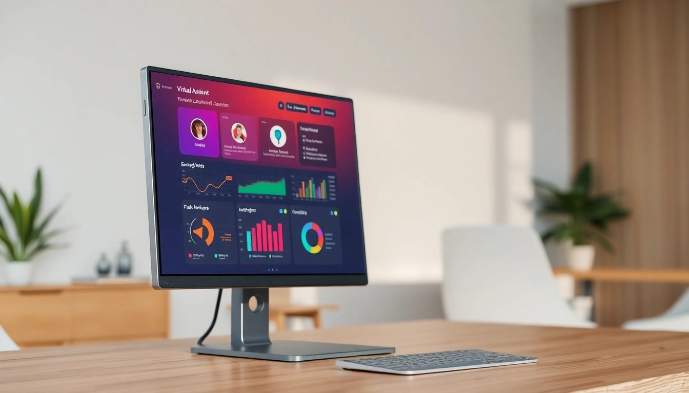 Visual representation of enterprise assistant saas software in a modern office setup with analytics dashboard.