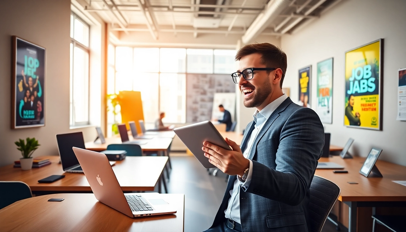 Find a job in Chicago with a professional job seeker in a bright office.