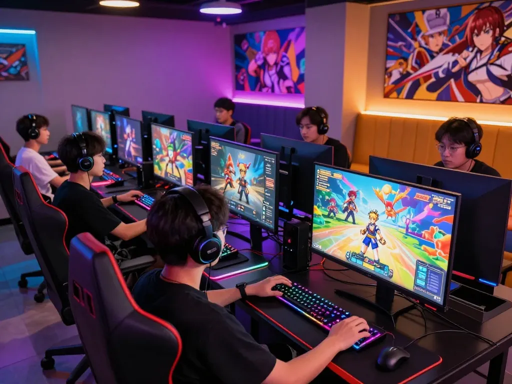 Exciting gaming scene showcasing a player immersed in a hentai game with vibrant graphics and engaging atmosphere.