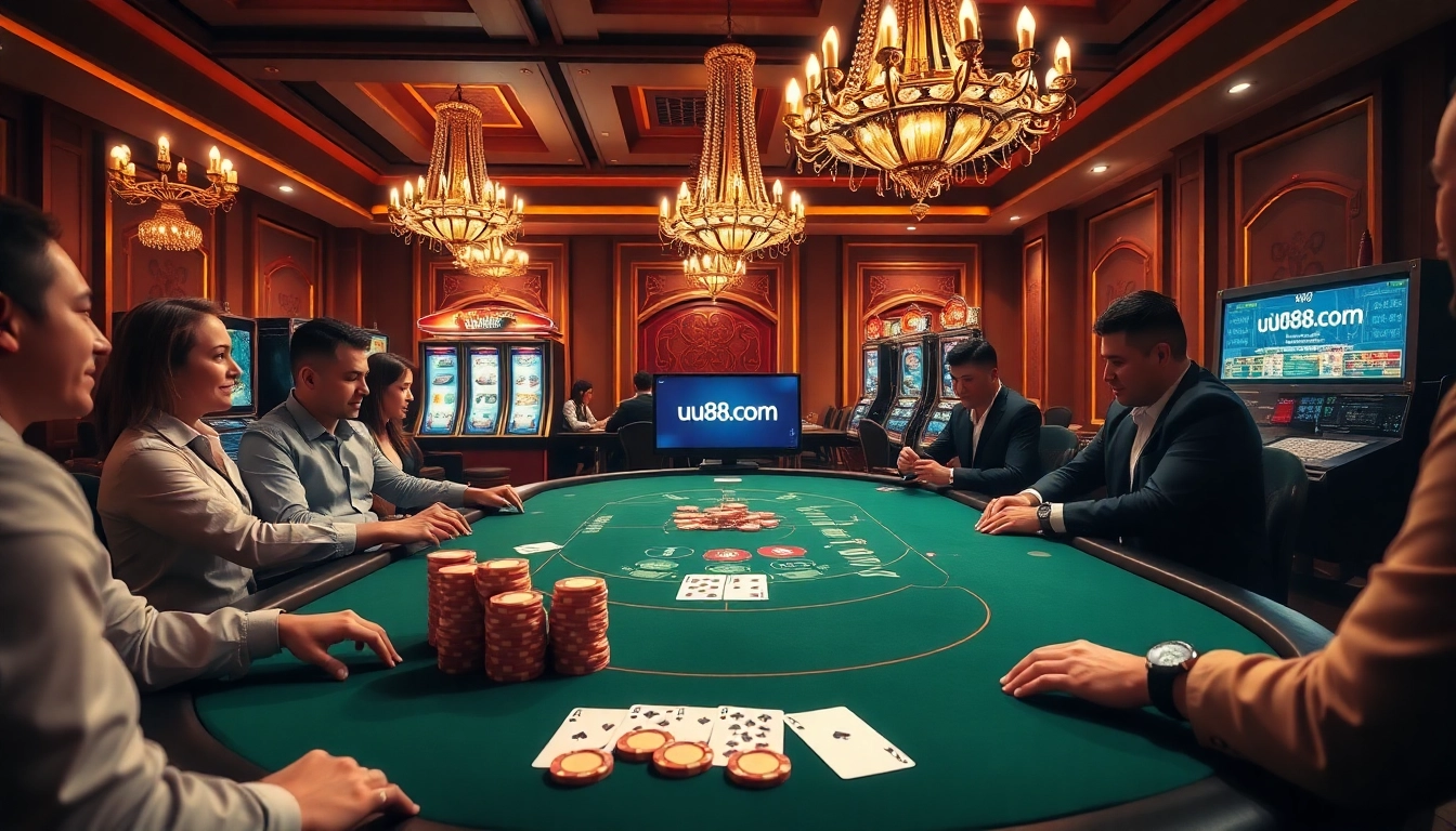 Experience thrilling gameplay at uu88.com with vibrant poker tables and stunning casino visuals.