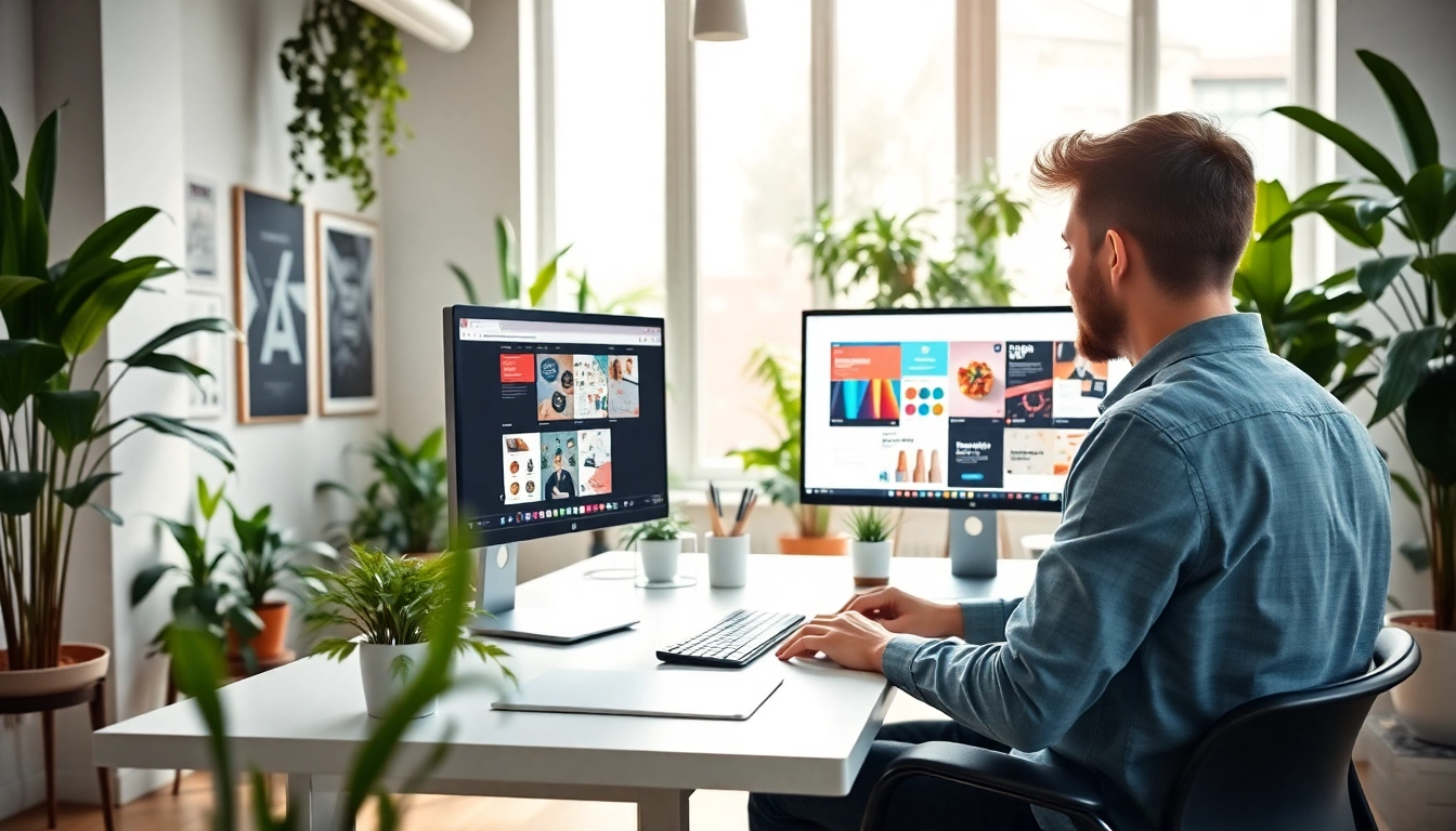 Marcel Hüsig arbeitet an einem Webdesign-Projekt in einem modernen Büro.