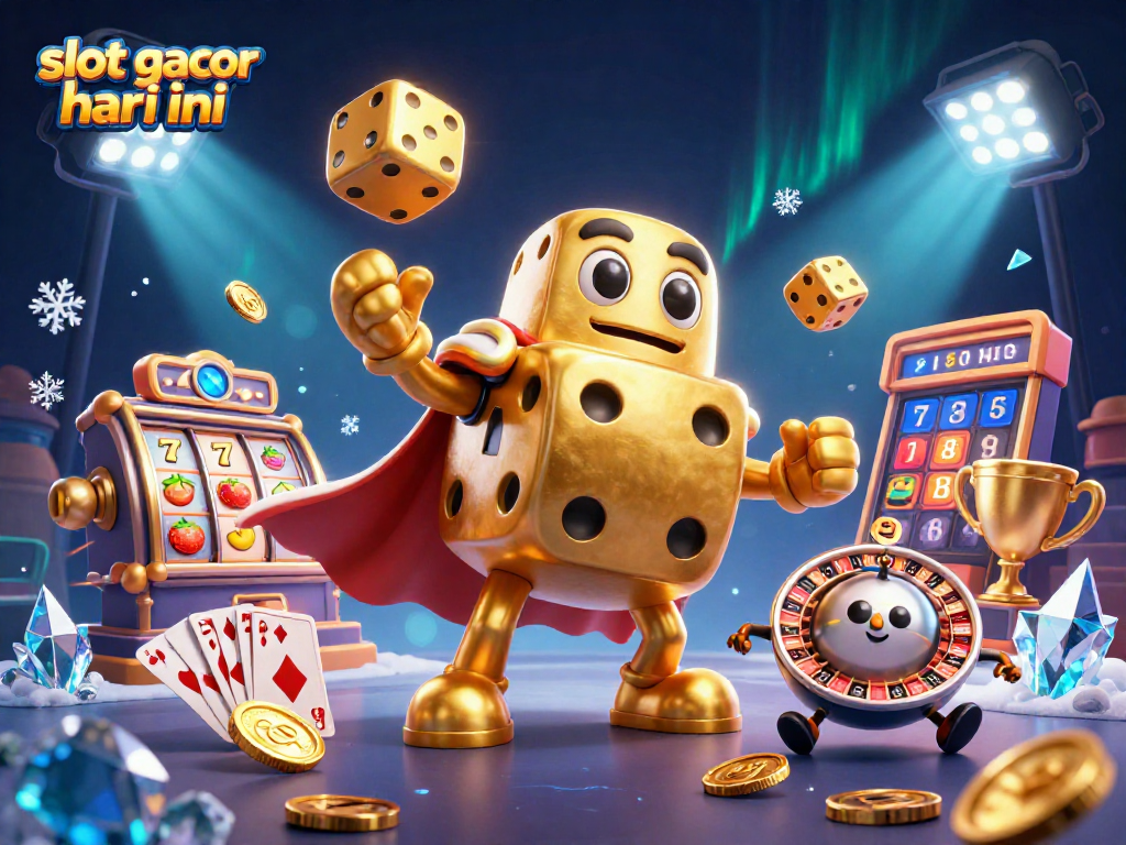 Experience thrilling wins at slot gacor hari ini with an action-packed casino illustration featuring dynamic game elements.