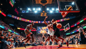 nba중계 중인 농구 경기의 생동감 넘치는 장면