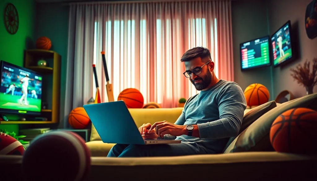 Engaging individual placing bets on online sportsbooks India in a lively setting.