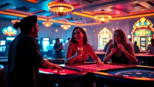 Interaja em um cassino online repleto de mesas e jogadores, vivenciando a adrenalina das apostas.