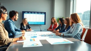 Analyzing competitor pricing strategies in a professional business setting with a diverse team.