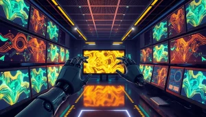Futuristic AI lab showcasing advanced Nano Banana 2 technologies with vibrant visuals.