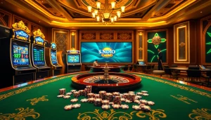Experience excitement at https://88clb.courses/ with vibrant online gambling visuals, including poker chips and slot machines.