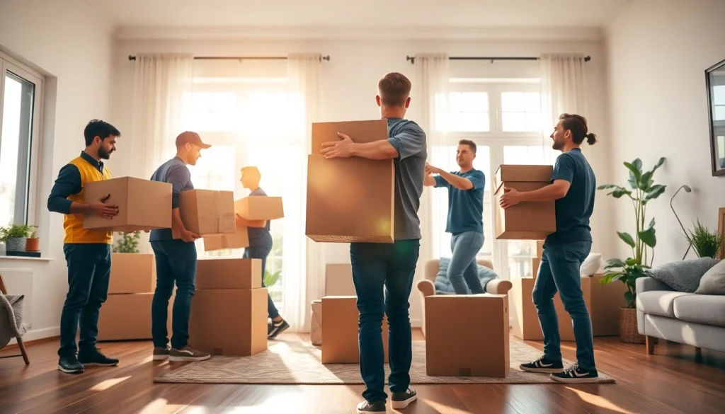 Best movers in Vancouver efficiently packing a living room during a move, showcasing professionalism.