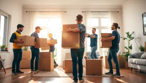 Best movers in Vancouver efficiently packing a living room during a move, showcasing professionalism.