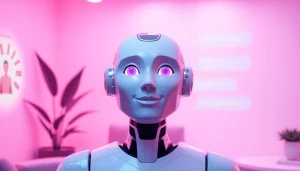 Engaging AI chat interface representing sex chat AI with a friendly character.