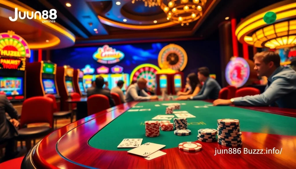 Engage in high-stakes poker at https://jun88buzz.info/ with vibrant casino ambiance and thrilling gameplay.