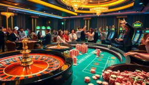 Engaged players celebrating wins at SHBET online casino with poker chips and roulette.