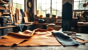 Kunst leer swatches beautifully arranged in a workshop highlighting crafting potential.