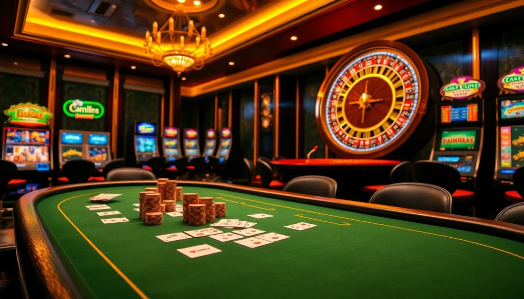 Engaging gameplay at U888 link mới including poker chips, roulette, and a lively casino atmosphere.