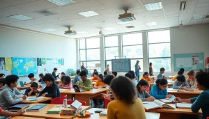 Engaged students in a bright classroom embodying the spirit of education and innovation.