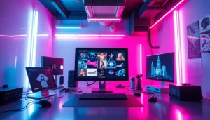 NSFW AI image generation process in a modern, high-tech environment.