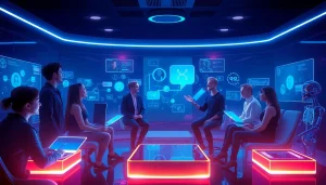 Exploring NSFW AI chat interactions in a vibrant, futuristic digital environment.