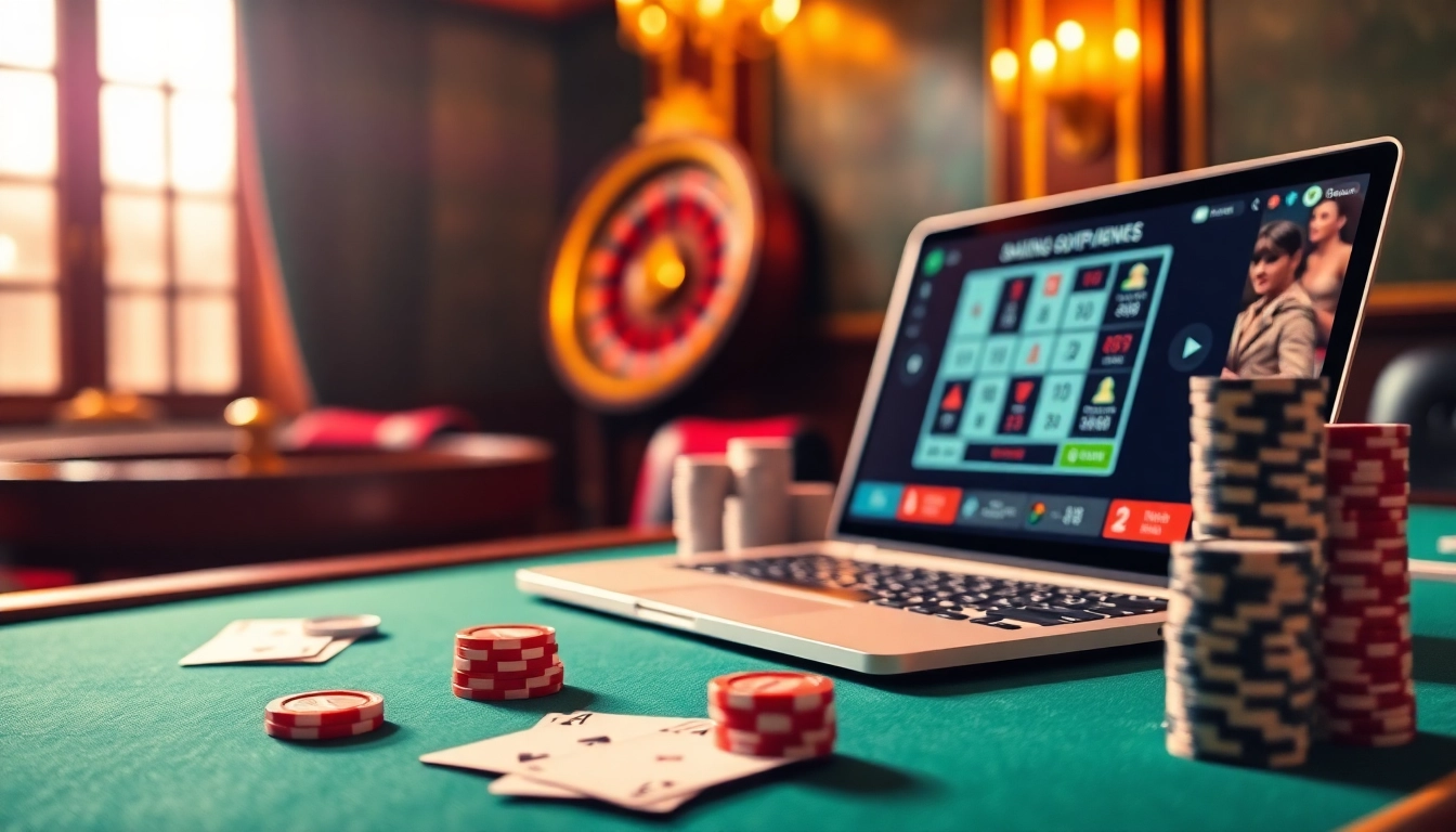 Découvrez le luxe du casino en ligne français avec des jetons de poker et une interface de jeu lumineuse.