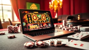 Découvrez le casino en ligne français avec une configuration de jeu en ligne immersive comprenant des machines à sous vibrantes et des éléments de poker.