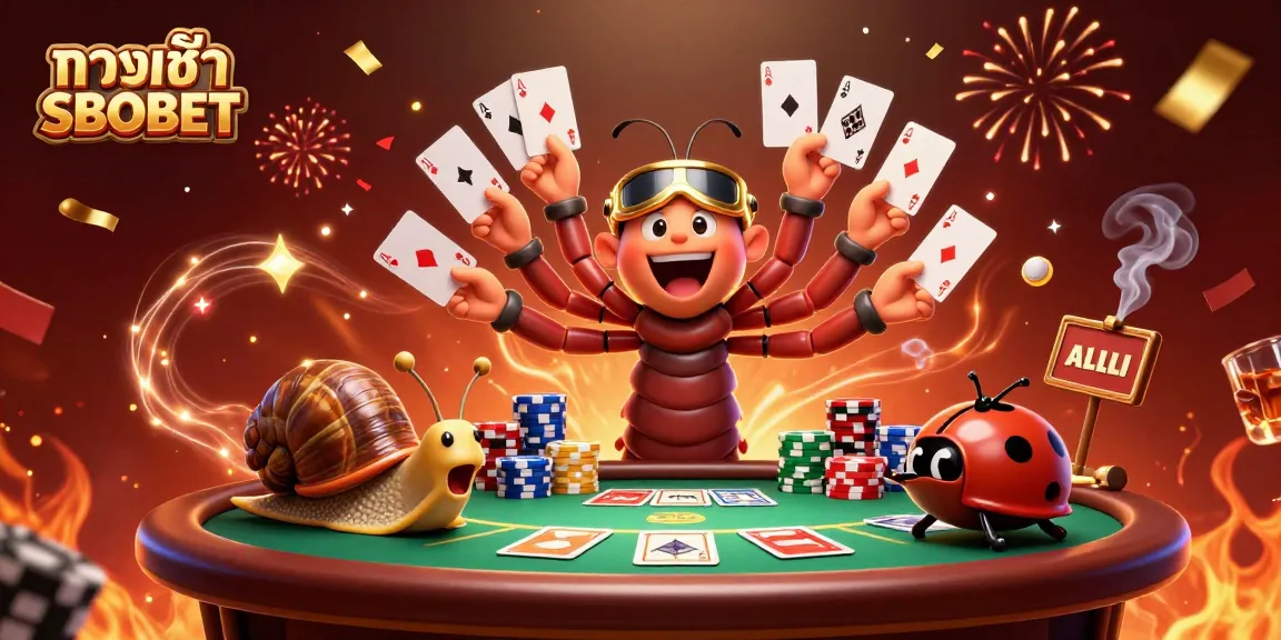 Experience the excitement of ทางเข้าSBOBET with a dynamic casino illustration featuring a millipede dealer.