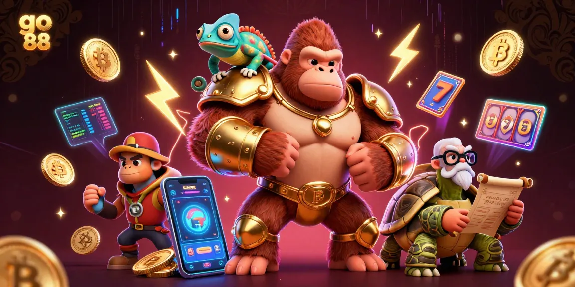 Experience the thrilling action in go 88 with colorful slot elements and vibrant casino characters.