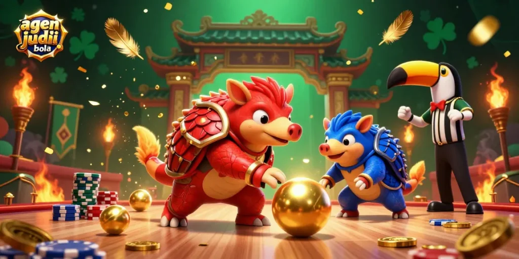 Experience agen judi bola excitement as pangolins bowl through poker chips in this vibrant 3D animation.
